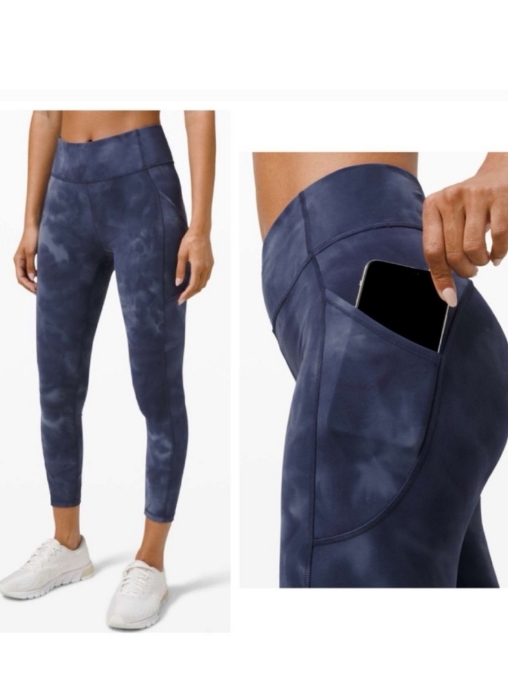 lululemon athletica Navy Tie-Dye High-Rise Leggings with Side Pocket